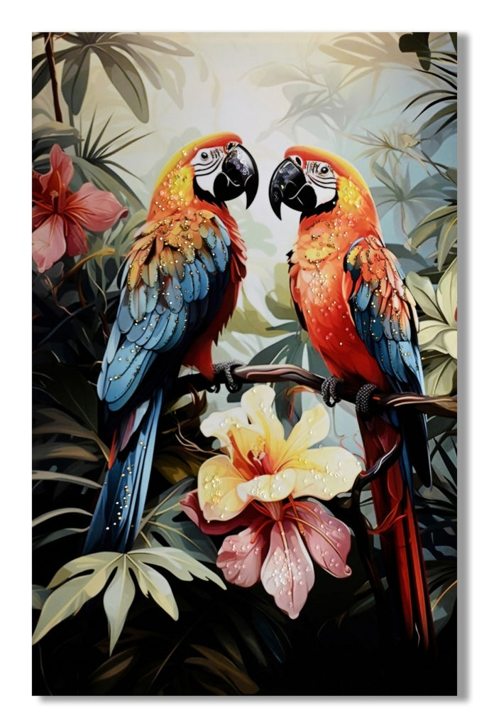 Acrylic Parrots Canvas Wall Art
