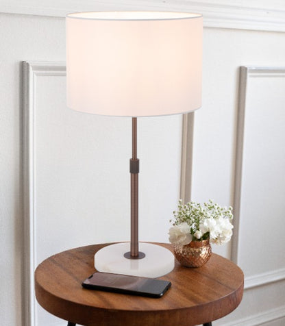 TFS TABLE LAMP 25wE27max H:550max D:300 inline switch WHITE MARBLE / BRONZE / IVORY