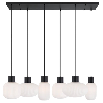 Jasper TFS 6 LIGHTS PENDANT 6x25wE27 D1:140H1:205 D2:200H2:180TEX2m D3:300H3:170BLK MATT/OPAL MATT