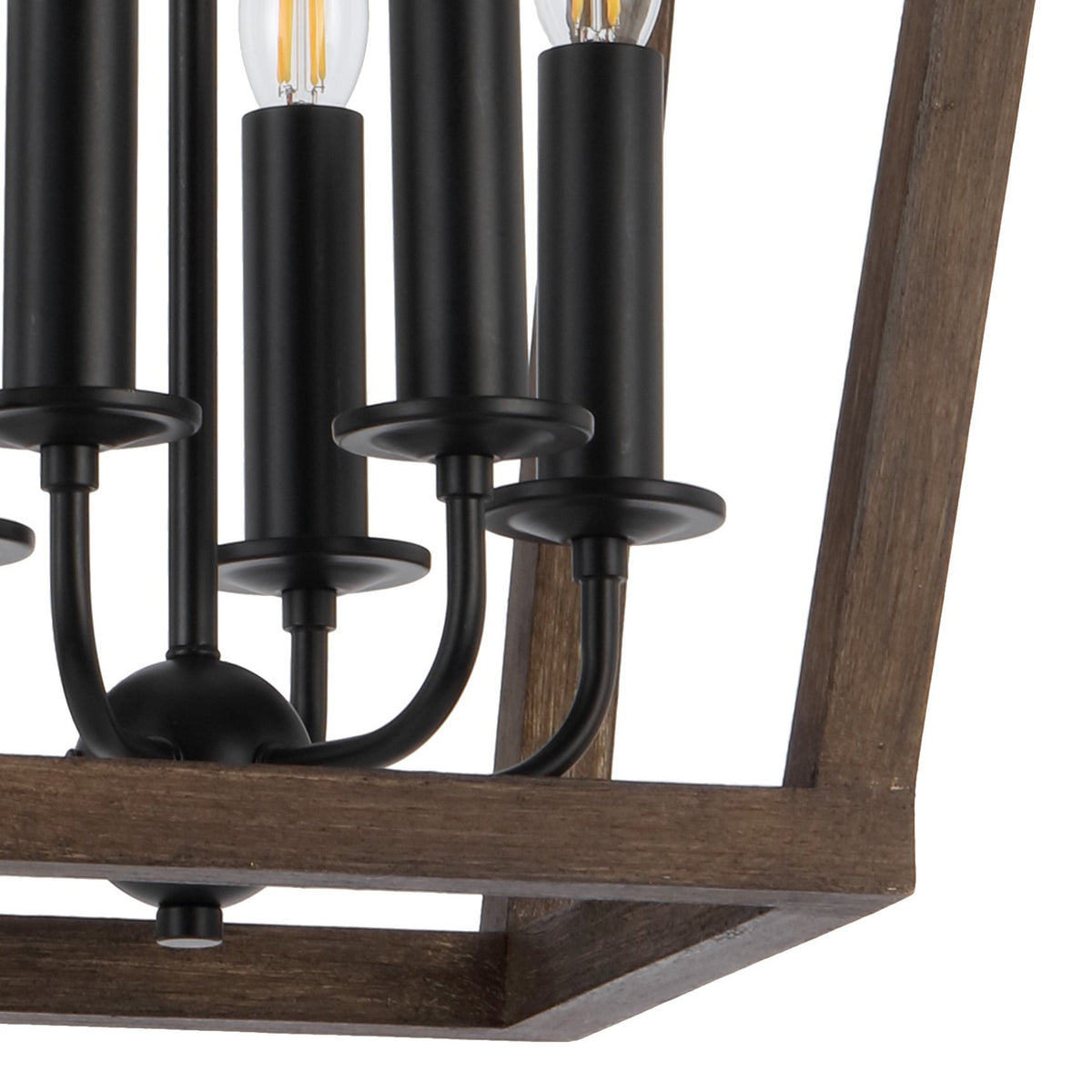 TFS 6 PENDANT 6x25wE14 W560 H730 CHAIN 2M BLACK MATT / TIMBER