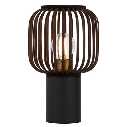 TFS OVAL TABLE LAMP 25wE27max D170 H290 inline swt BLACK / BROWN BAMBOO