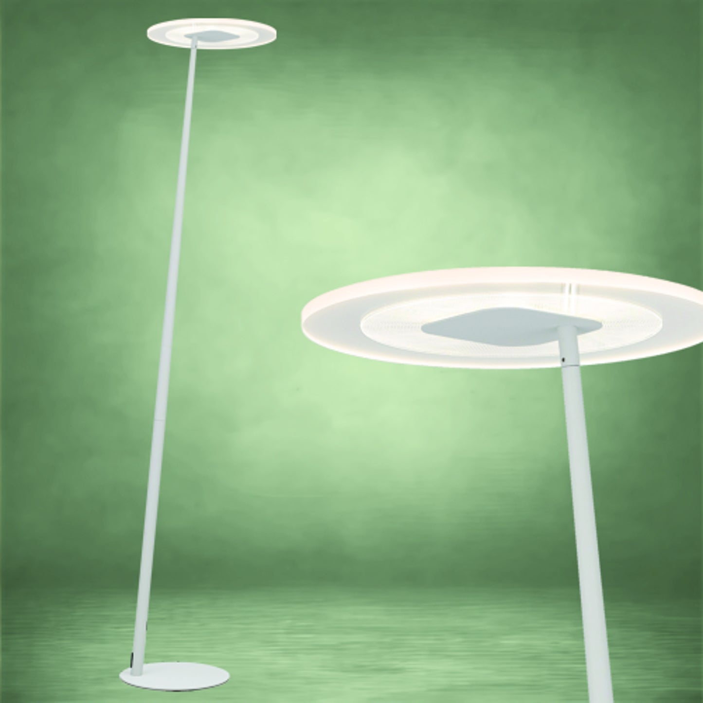 TFS LED FLOOR LAMP 12wLED 3CCT DIM 1800LM H1550 D350 footswth WHITE SAND