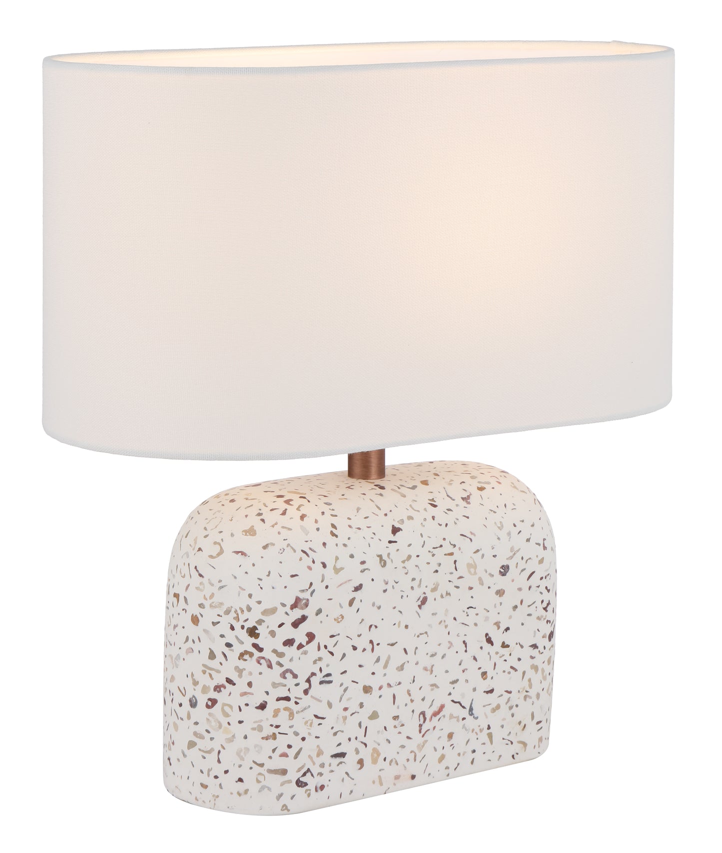 TFS TABLE LAMP 25wE27max L:350 W:180 H:360 inline Swtch WHITE TERRAZZO / IVORY LINEN