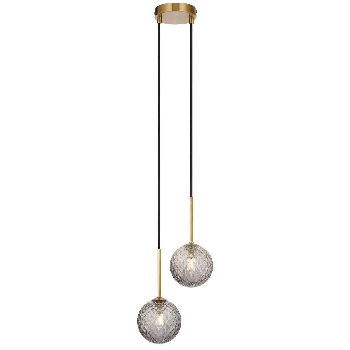 TFS 2LT PENDANT KIT 2x6wG9max L210 W120 H250 TEX2m ANT GOLD/ SMOKE