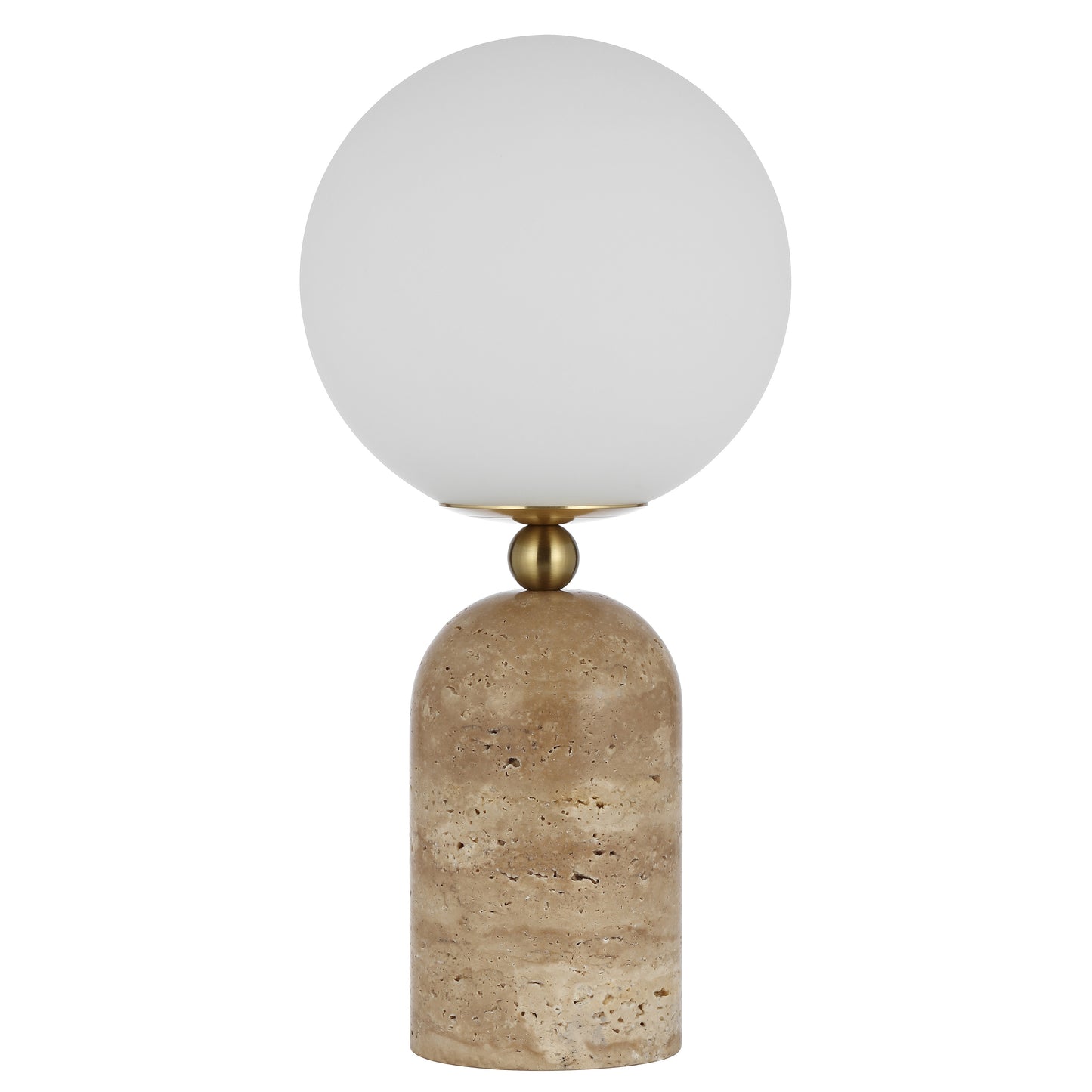 TFS TABLE LAMP 25wE27max D:200 H:420 INLINE SWT BEIGE TRAVERTINE/ANT GOLD/OPAL MATT