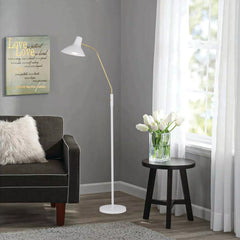 Bellastone TFS FLOOR LAMP 25wE27max H:1580 D:230 WHITE/ BRASS MATT/WHITE ROCKET SWITCH