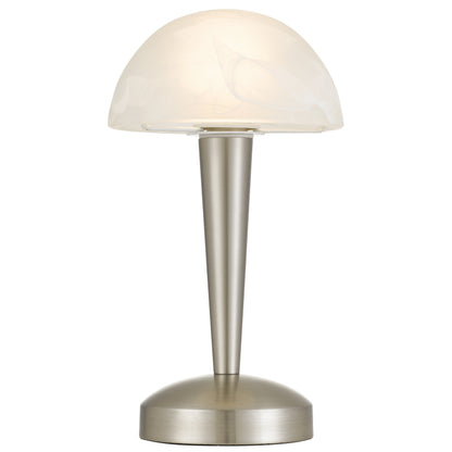 TFS TOUCH TABLE LAMP 5wE14 3000K D150 H265 NON-DIM NICKEL MATT/ ALABASTRO
