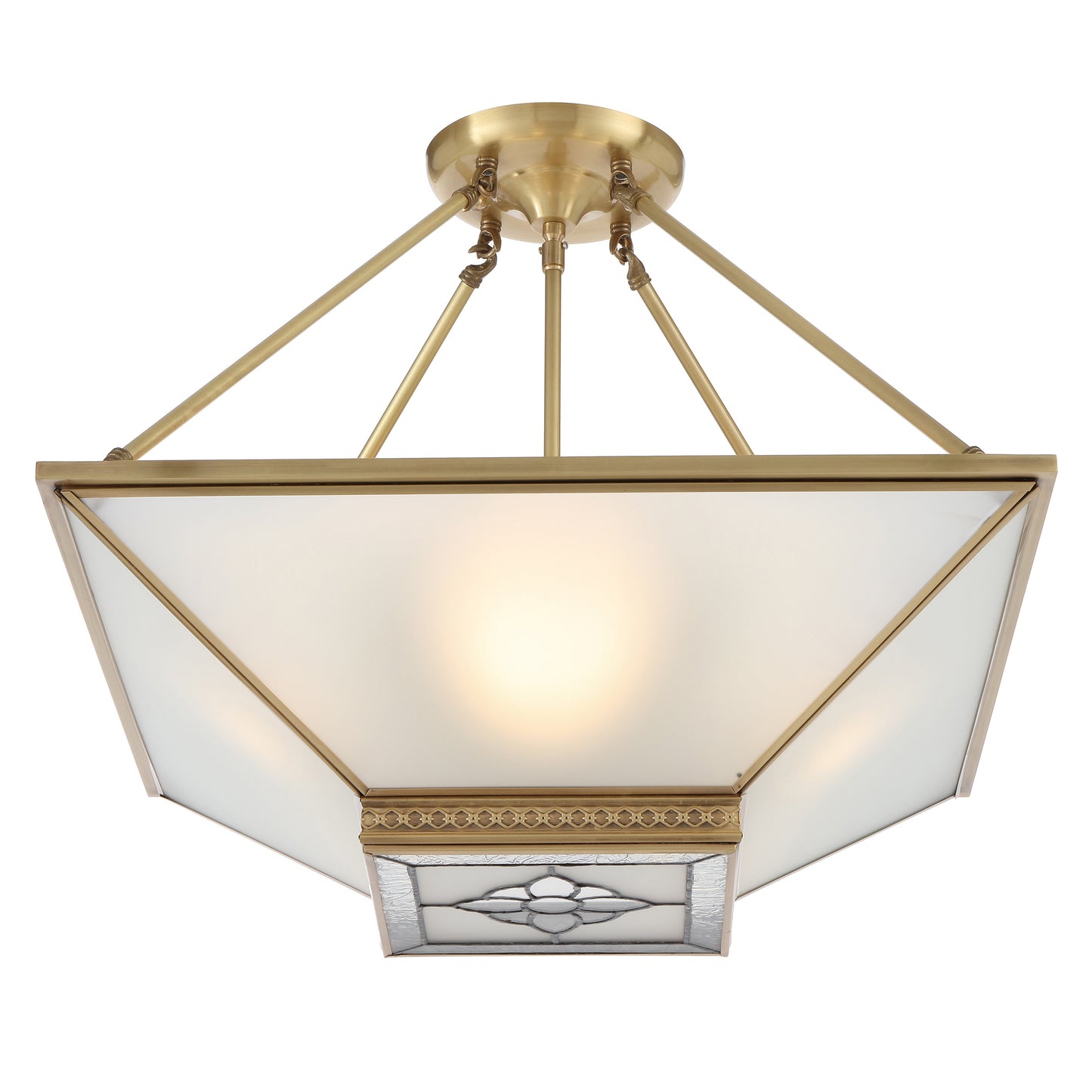 TFS PE CTC 4x25wE27max D:500 H:160 chain:2M BRASS/FROST GLASS