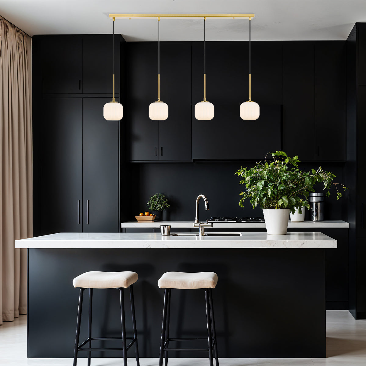 TFS 4 PENDANT 4*3wG9 NON-DIM L900D110cab2.0 ANT.GOLD / OPAL MATT / 3000K