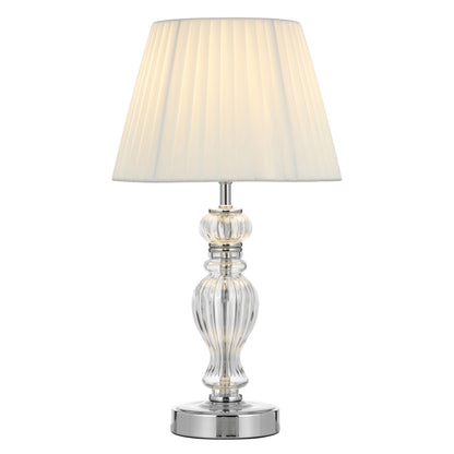 TFS TABLE LAMP 25wE27max D250 H440 INLINE SWT CHROME/ CLEAR/ WHITE