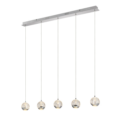 Zanoshade TFS 5 LTS BAR PENDANT 5x5wLED 3000K 1540Lm cab2M L960 W90 CHROME/BUBBLE GLASS