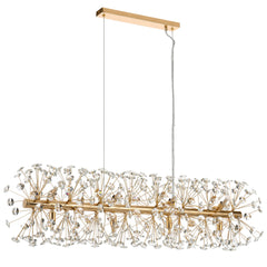 TFS 12LT REC PENDANT 12x6wG9max L:970 W:300 H:300 CRY H130 CHAIN 2M GOLD / CLEAR