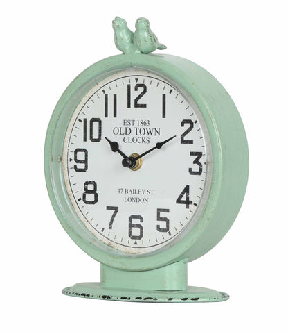 Metal Antique Green Table Clock