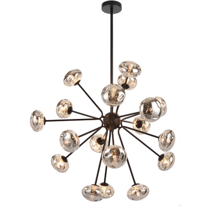 Alba TFS 18LT PENDANT 18x6wG9max D900 H650 ROD:2*600+1*300 BLACK MATT/MIRROR GLASS