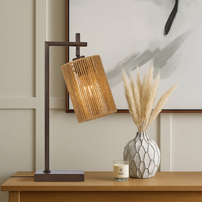 TFS TABLE LAMP 25wE27max L210 W140 H500 inline swt BRONZE / NATURAL STRING