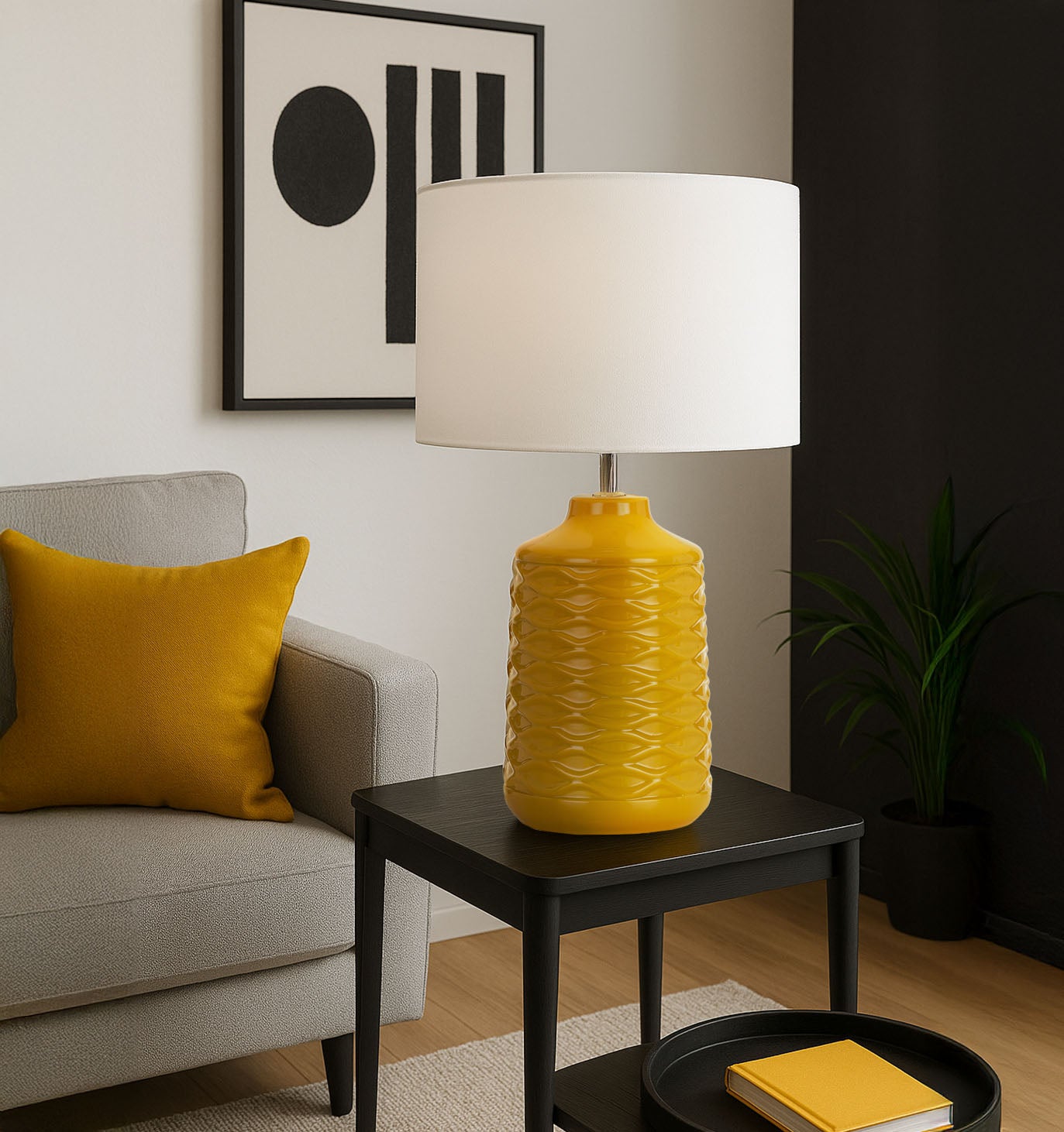 TFS CERAMIC TABLE LAMP 25wE27max H:425 D:280 BUTTERSCOTCH/WHITE