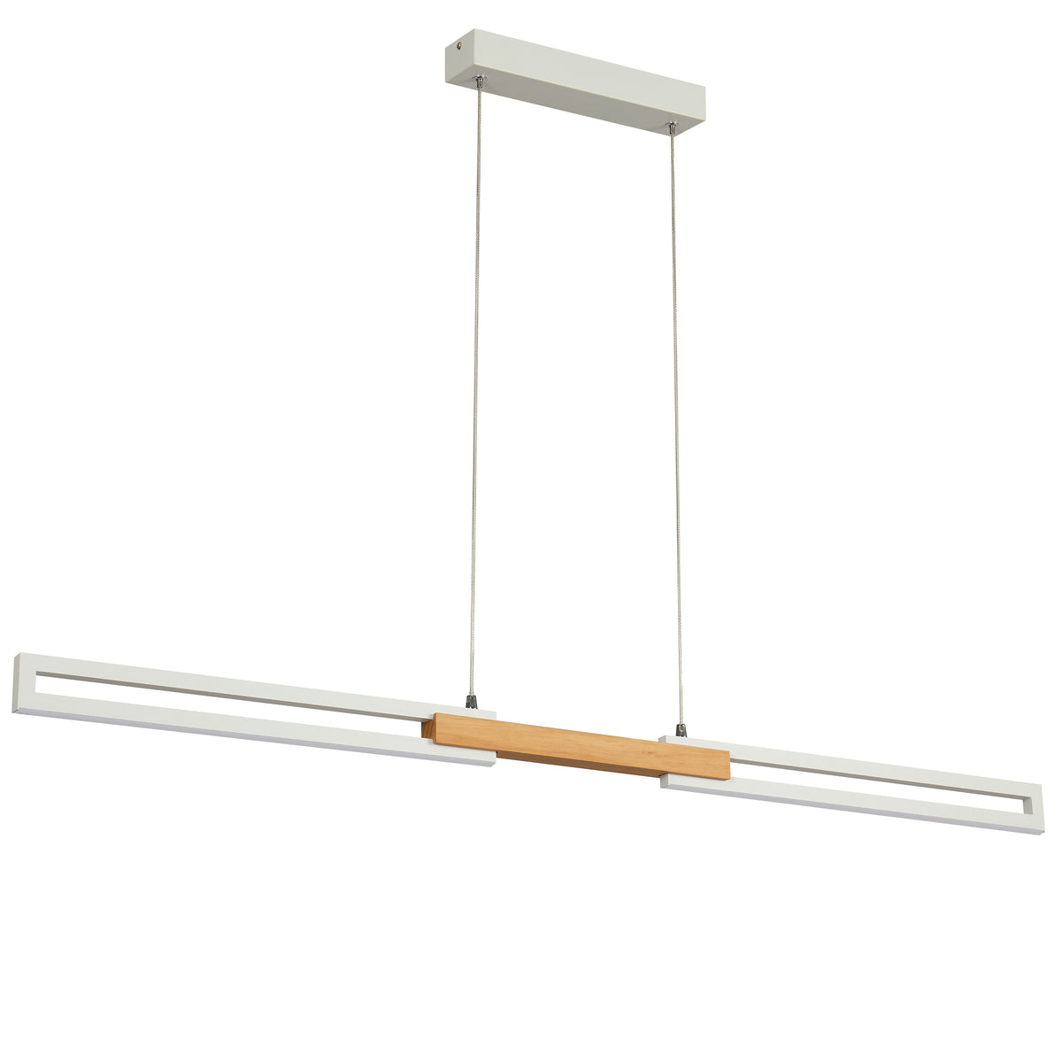 TFS 120CM LED PENDANT 28wLED 1600Lm cab.2M 3CCT WALL SWT WHITE / OAK WOOD
