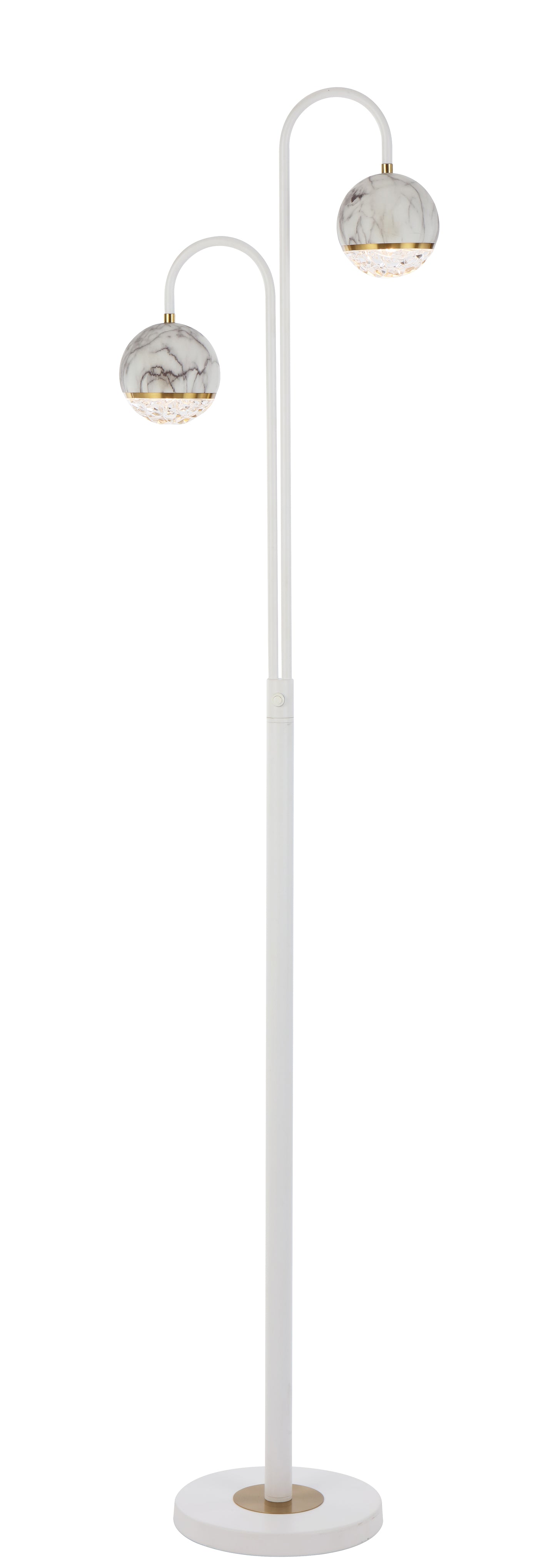 TFS 2 LIGHTS FLOOR LAMP 2x6wG9 L:315 W:23 H:1550 WHITE MATT/WHITE MARBLE LOOK