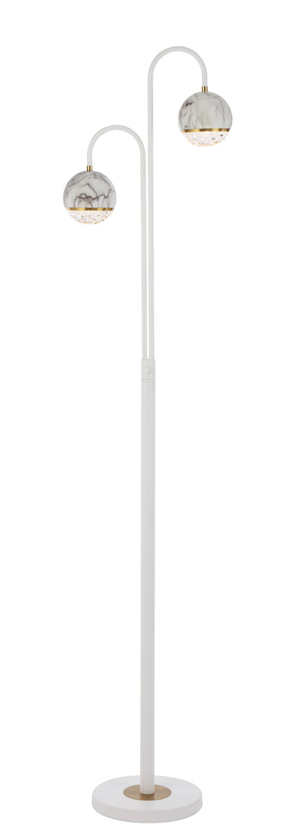 TFS 2 LIGHTS FLOOR LAMP 2x6wG9 L:315 W:23 H:1550 WHITE MATT/WHITE MARBLE LOOK