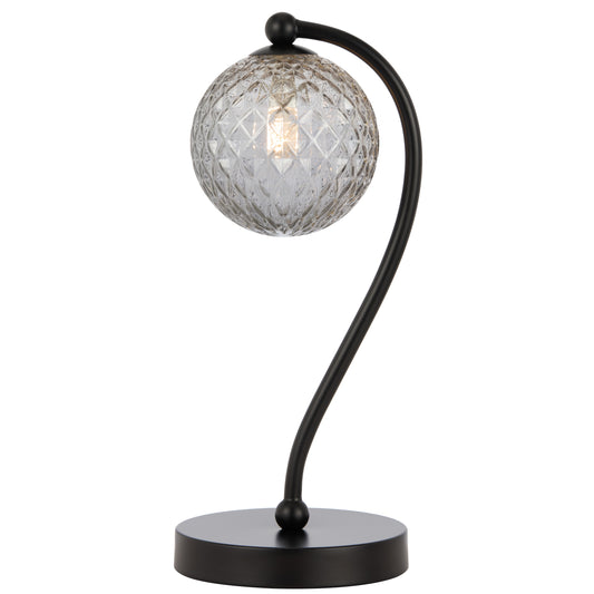 TFS TABLE LAMP 6wG9max KIT L160 W150 H350 BLACK MATT/ SMOKE TEAR PATTERN
