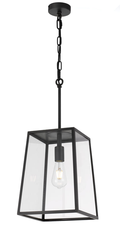 TFS 25 PENDANT 25wE27max L:250 H:335 - BLACK/CLEAR ROD:210mm + CHAIN:1000 IP43