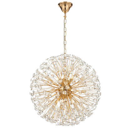 Zaragoza TFS 12LT PENDANT 12x6wG9max D:600 CHAIN 2M CRYSTAL H: 240 GOLD / CLEAR