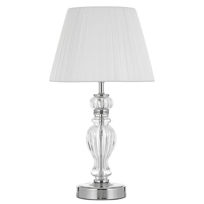 TFS TABLE LAMP 25wE27max D250 H440 INLINE SWT CHROME/ CLEAR/ WHITE