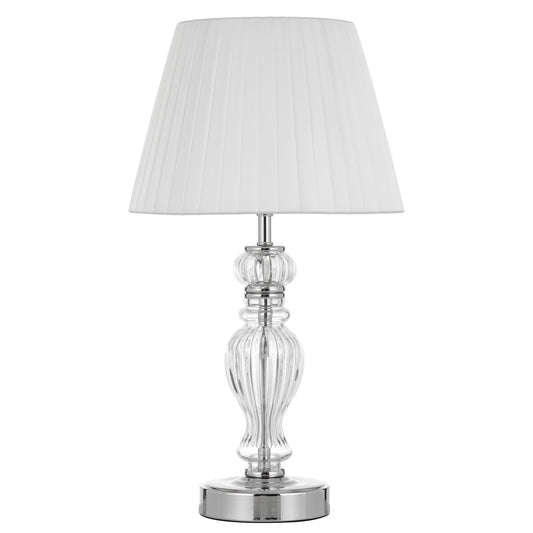 TFS TABLE LAMP 25wE27max D250 H440 INLINE SWT CHROME/ CLEAR/ WHITE