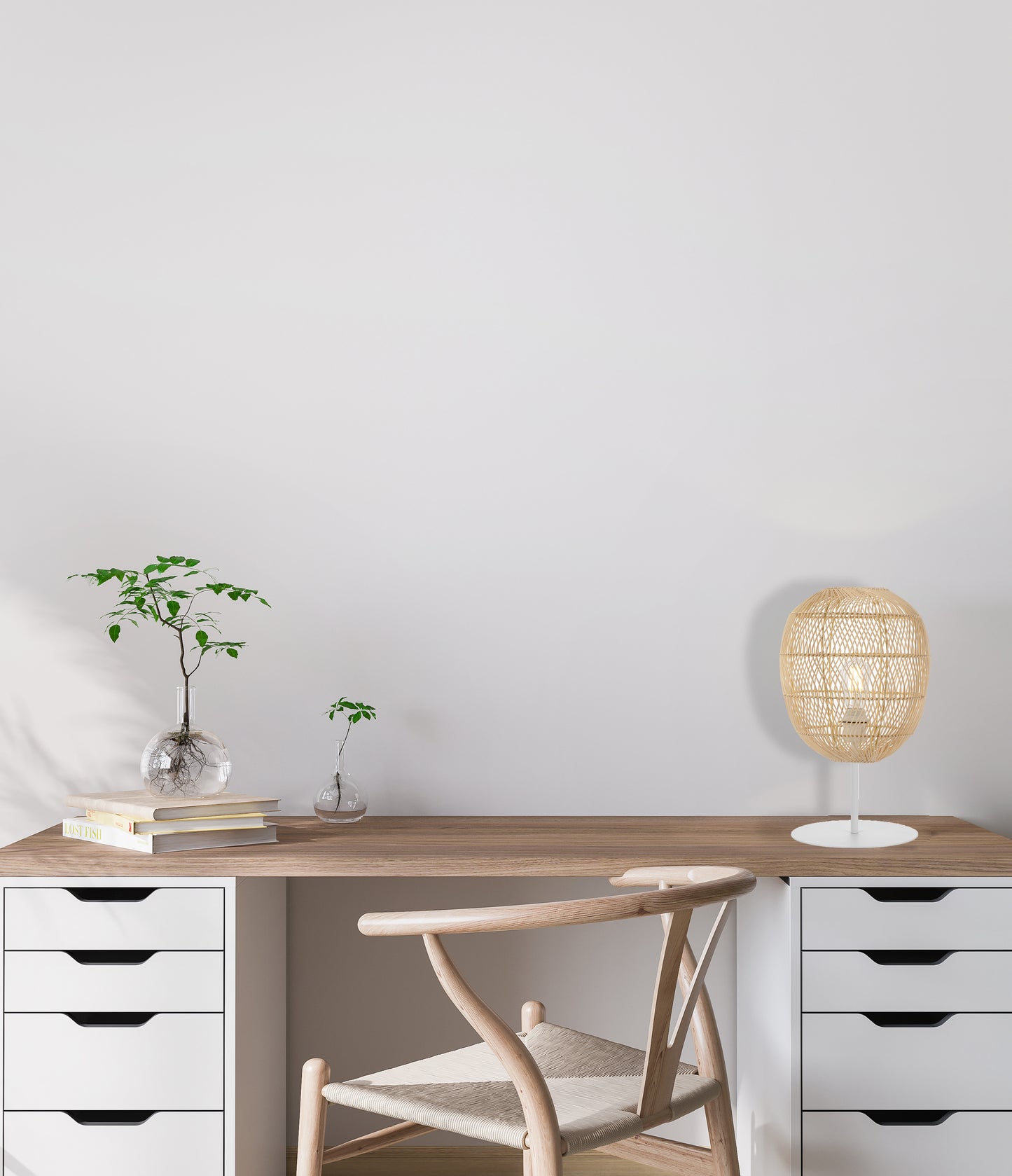 TFS 30 TABLE LAMP 25wE27max D300 H505 (2 parts) WHITE Base / NATURAL Shade