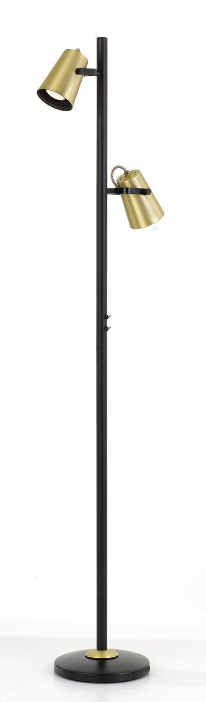 TFS FLOOR LAMP 2x6wGU10max D:90 H:1500 DLB SWITCH ON POLE - BLACK/ BRASS MATT