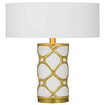 Segovia TFS CERAMIC TABLE LAMP 25wE27max D:380 H:690 Inline Switch WHITE / WHITE