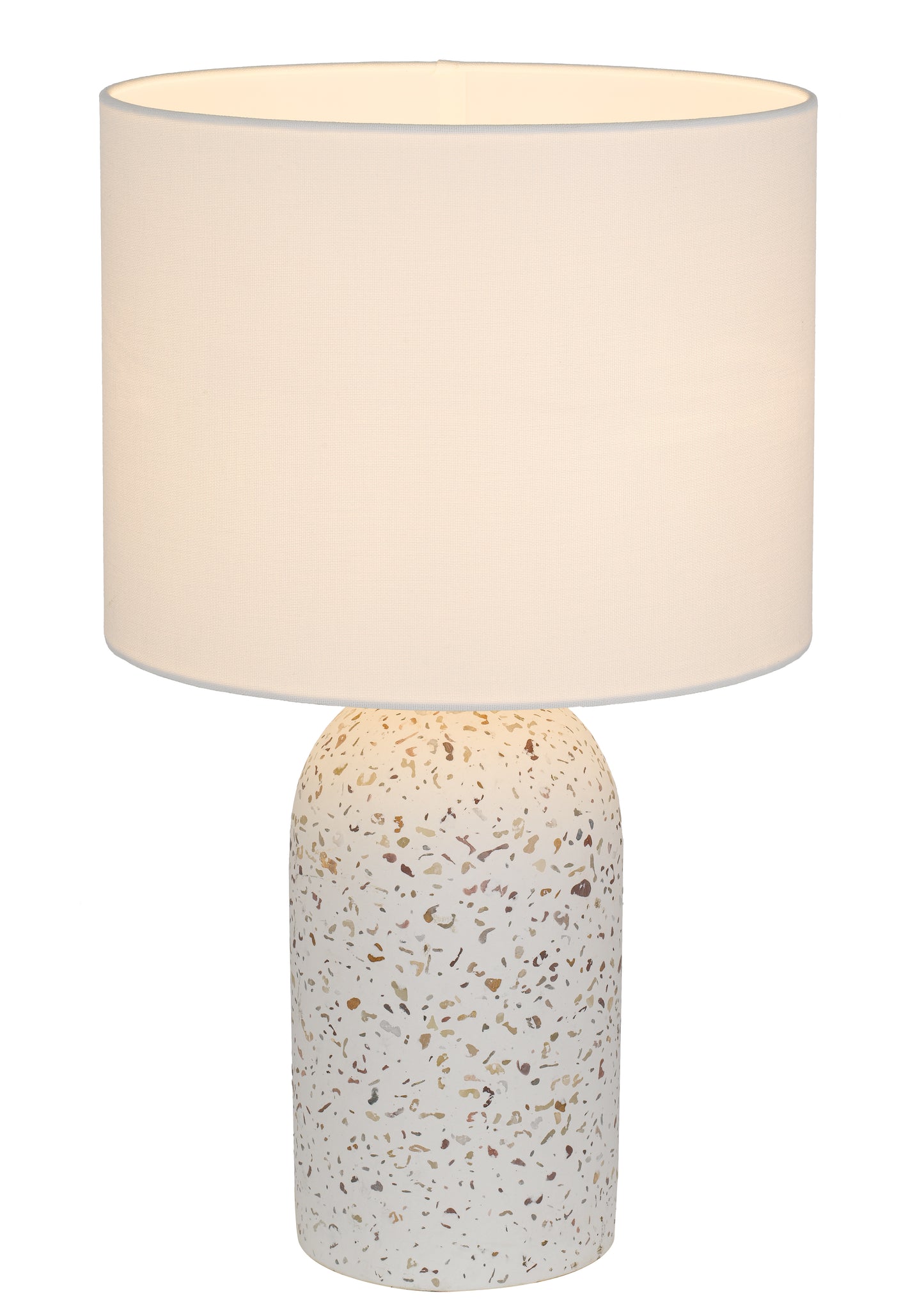 TFS MED TABLE LAMP 25wE27max D:300 H:500 inline Swtch WHITE TERRAZZO / IVORY LINEN