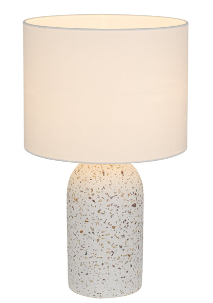TFS MED TABLE LAMP 25wE27max D:300 H:500 inline Swtch WHITE TERRAZZO / IVORY LINEN
