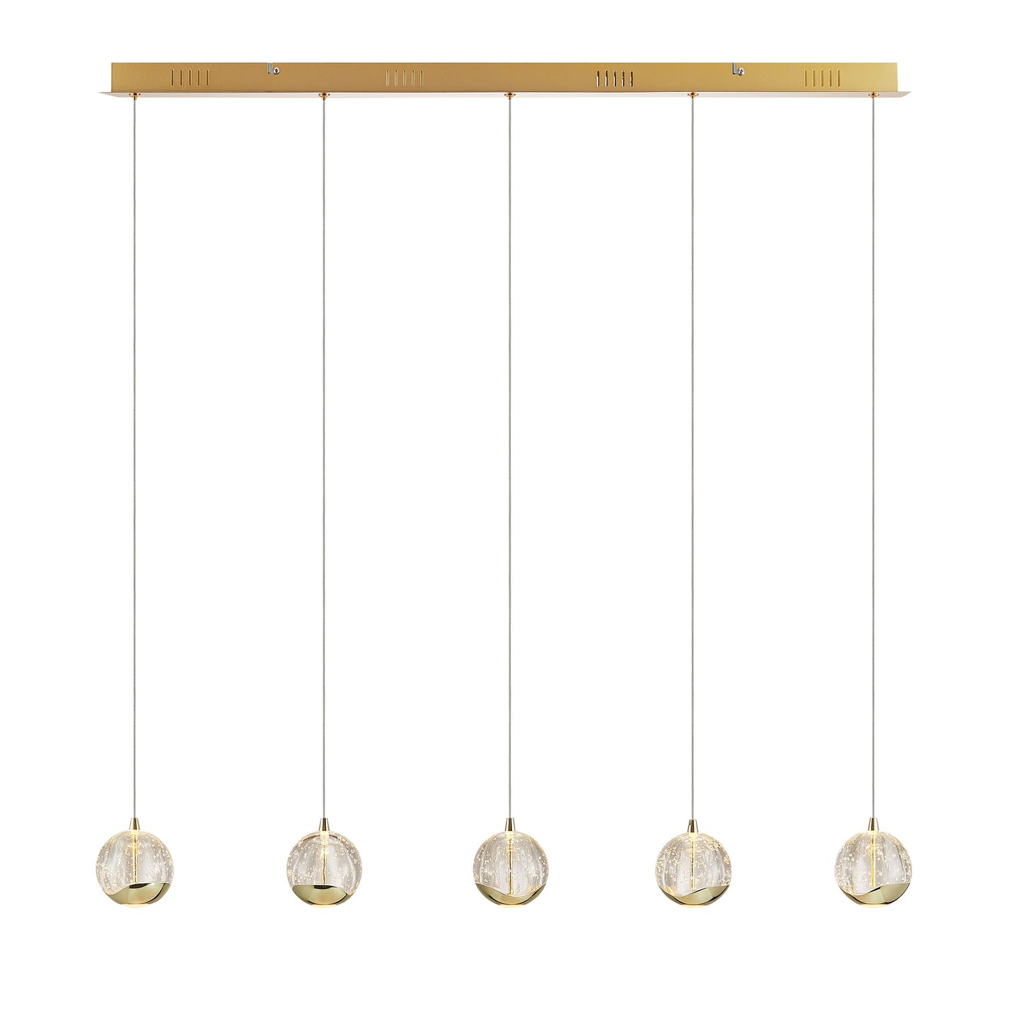 Altostone TFS 5 LTS BAR PENDANT 5x5wLED 3000K 1540Lm cab2M L960 W90 GOLD/BUBBLE GLASS
