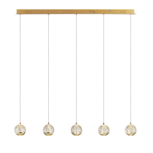 Altostone TFS 5 LTS BAR PENDANT 5x5wLED 3000K 1540Lm cab2M L960 W90 GOLD/BUBBLE GLASS