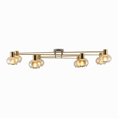 TFS 8 LT CTC 8x25wE27max L:1200 W:540 H:210 ANTIQUE BRASS/ AMBER GLASS