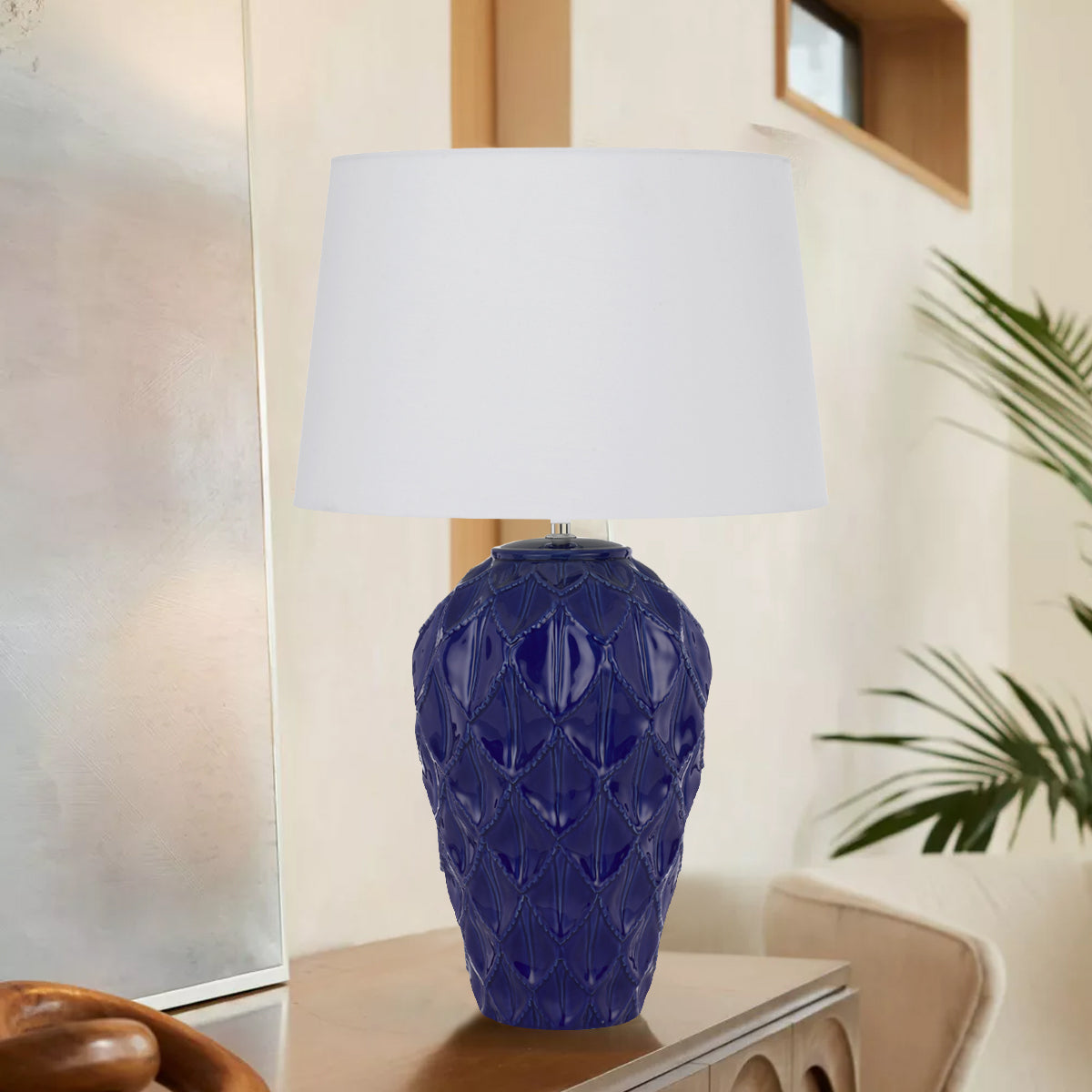 TFS CERAMIC TABLE LAMP 25wE27max D:400 H:640 BLUE / WHITE