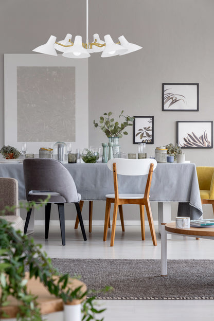 TFS 6 LIGHTS PENDANT 6x25wE27max D:900 H:150 WHITE/BRASS MATT ROD:1.5m