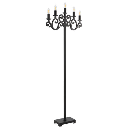 TFS FLOOR LAMP 5x25wE14max L570 W150 H200 FOOT SWTCH BLACK TEXTURED