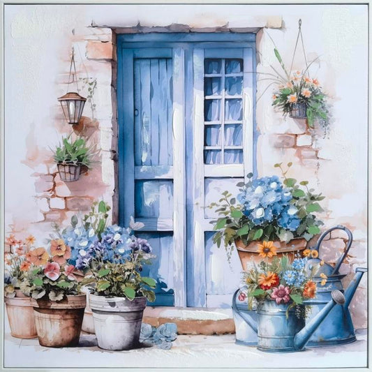 Vintage Door Hand Painting Picture White PS Frame