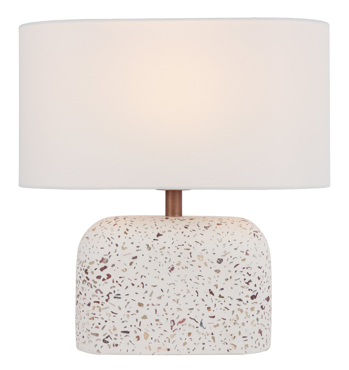 TFS TABLE LAMP 25wE27max L:350 W:180 H:360 inline Swtch WHITE TERRAZZO / IVORY LINEN