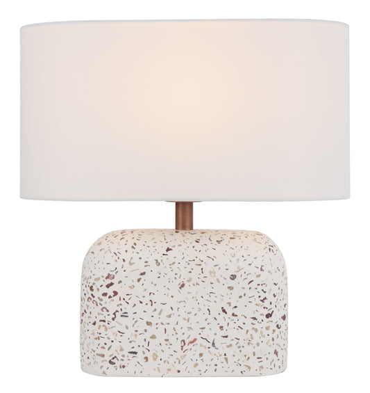 TFS TABLE LAMP 25wE27max L:350 W:180 H:360 inline Swtch WHITE TERRAZZO / IVORY LINEN