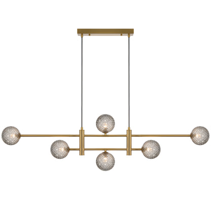 Foggia TFS 6LT PENDANT 6x6wG9max KIT L1300 W120 H355 CAB2m ANT GOLD/ SMOKE