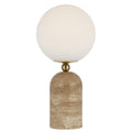 TFS TABLE LAMP 25wE27max D:200 H:420 INLINE SWT BEIGE TRAVERTINE/ANT GOLD/OPAL MATT