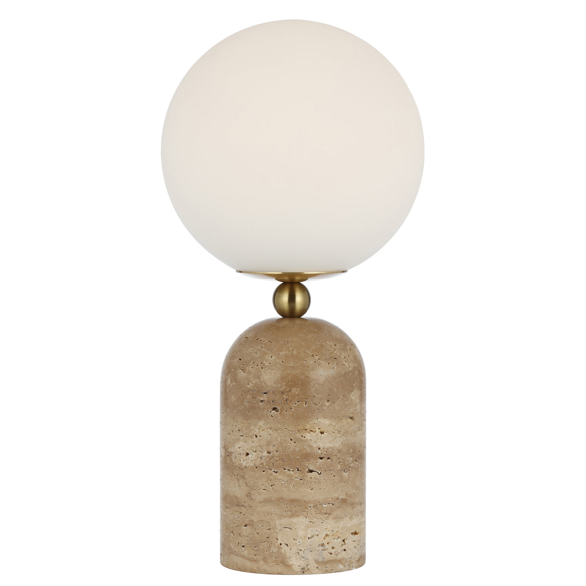 TFS TABLE LAMP 25wE27max D:200 H:420 INLINE SWT BEIGE TRAVERTINE/ANT GOLD/OPAL MATT