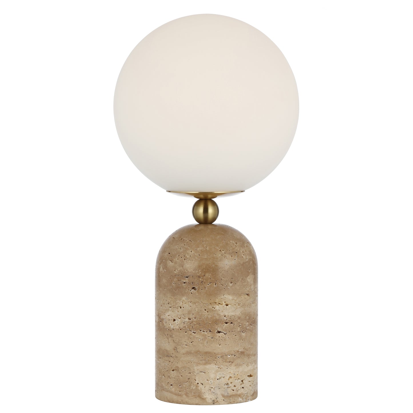 TFS TABLE LAMP 25wE27max D:200 H:420 INLINE SWT BEIGE TRAVERTINE/ANT GOLD/OPAL MATT