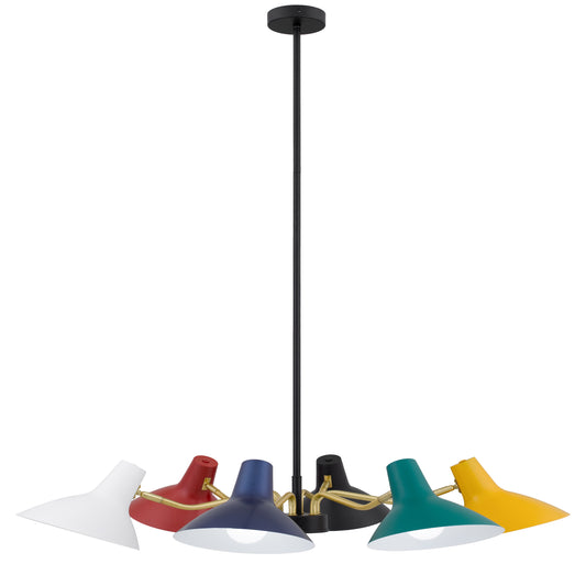 TFS 6 LIGHTS PENDANT 6x25wE27max D:900 H:150 MULTI COLOUR/BRASS MATT ROD:1.5m