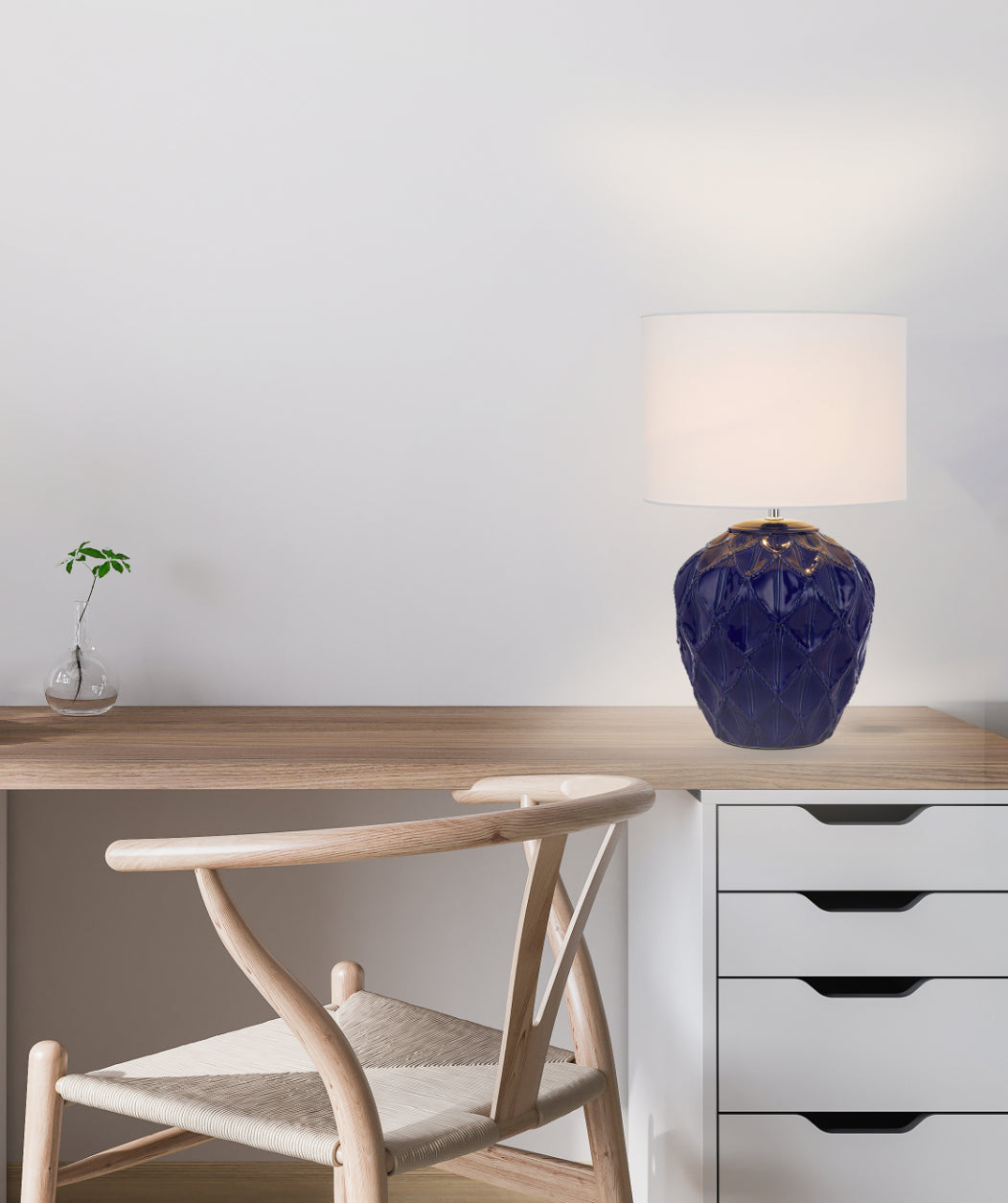 TFS CERAMIC TABLE LAMP 25wE27max D:330 H:540 BLUE / WHITE