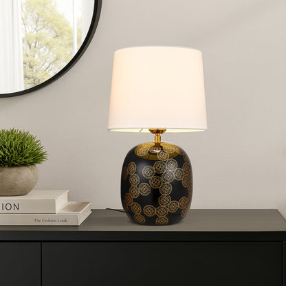 Evora TFS CERAMIC TABLE LAMP 25wE27max H:420 D:250 inline BLACK / IVORY