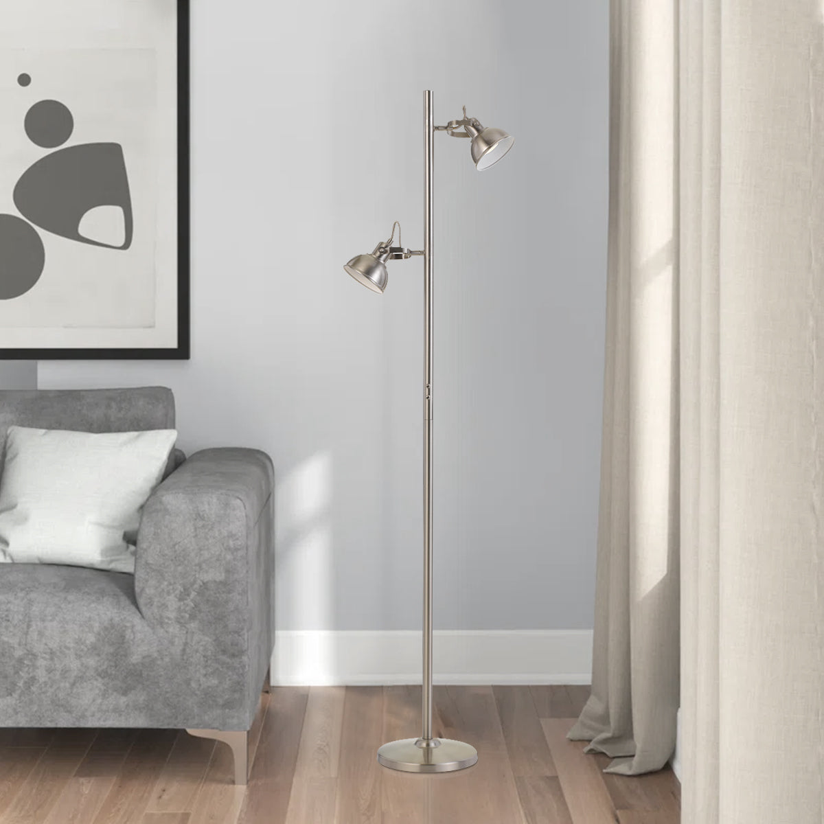 TFS FLOOR LAMP 6wGU10max D:110 H:1500 DLB SWITCH ON POLE - NICKEL